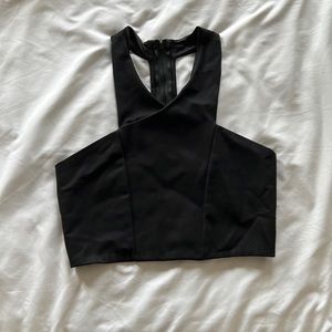 Black Crop Halter Top
